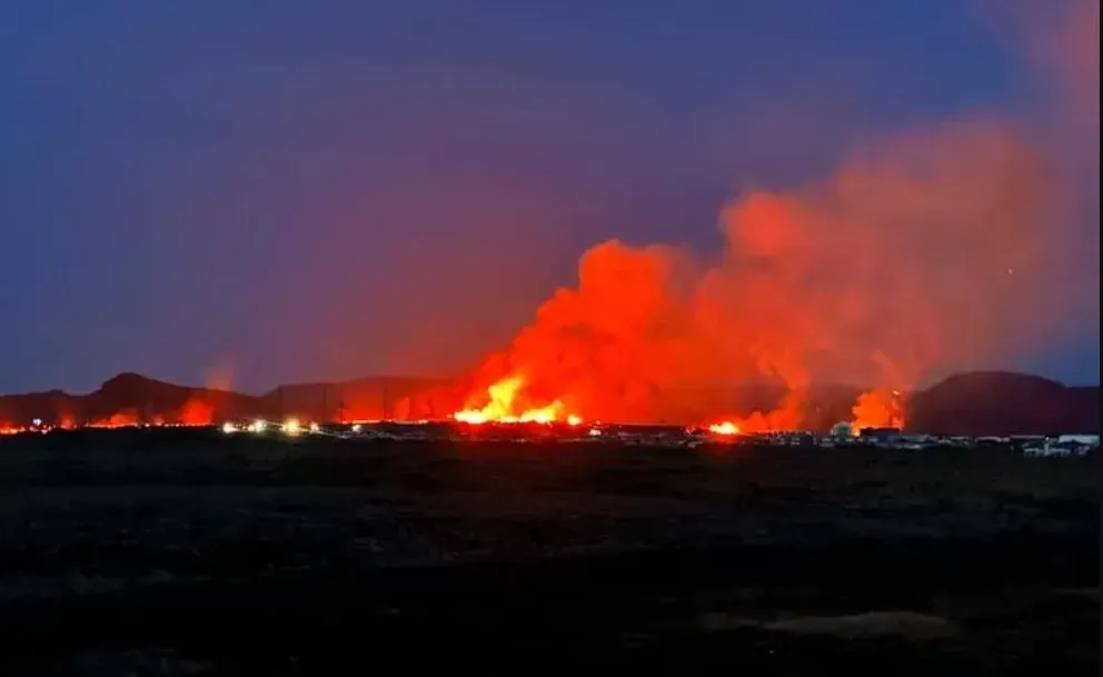 In Iceland, lava from a volcanic eruption reached the city