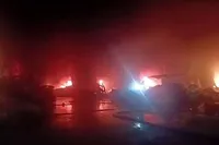 A polyethylene finished goods warehouse is on fire in Russia