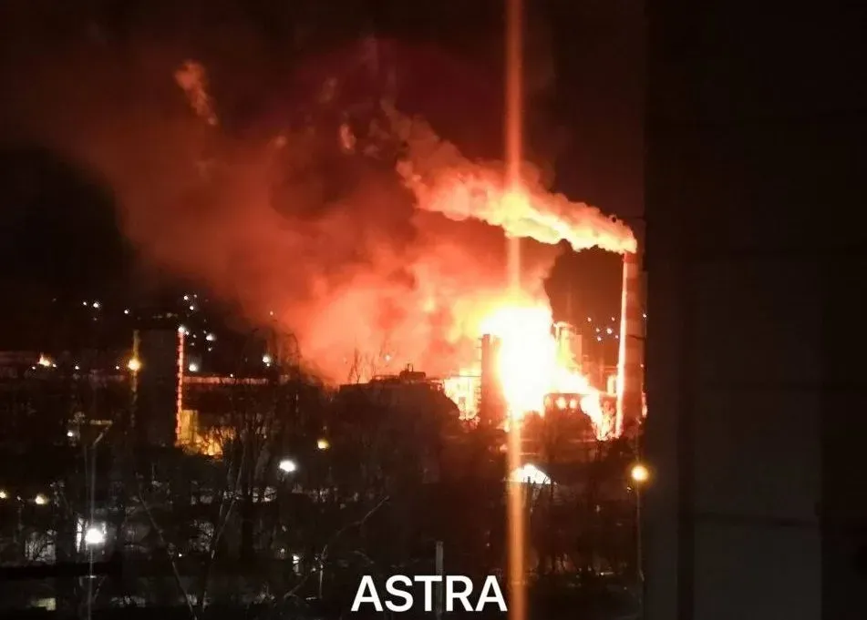 Oil refinery on fire in russia after drone strike