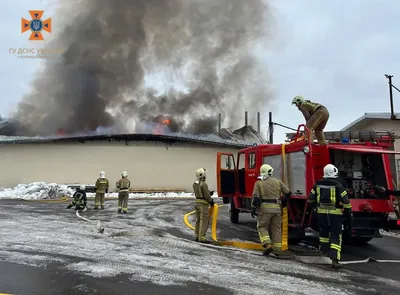Rescuers extinguish fire in a warehouse of an enterprise near Vinnytsia