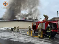 Rescuers extinguish fire in a warehouse of an enterprise near Vinnytsia