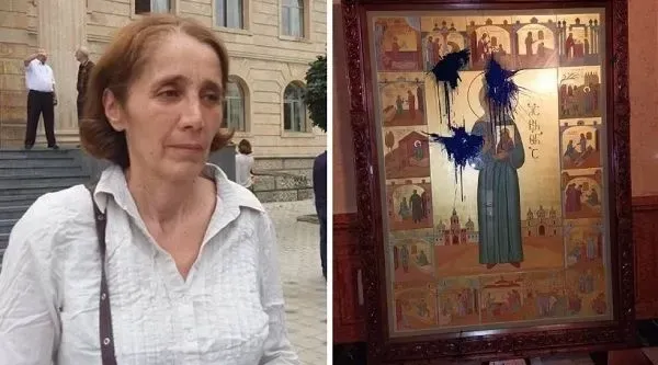 Облила фарбою ікону із зображенням Сталіна: у Грузії активістку заарештували на 5 діб Облила фарбою ікону із зображенням Сталіна: у Грузії активістку заарештували на 5 діб
