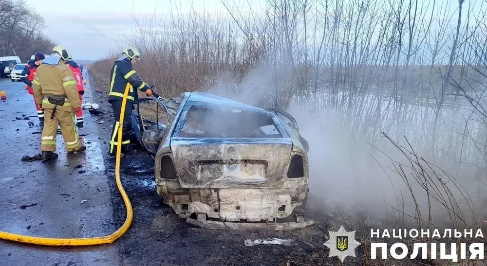 Skoda collides with a fuel truck in Poltava region and catches fire: passenger and driver killed