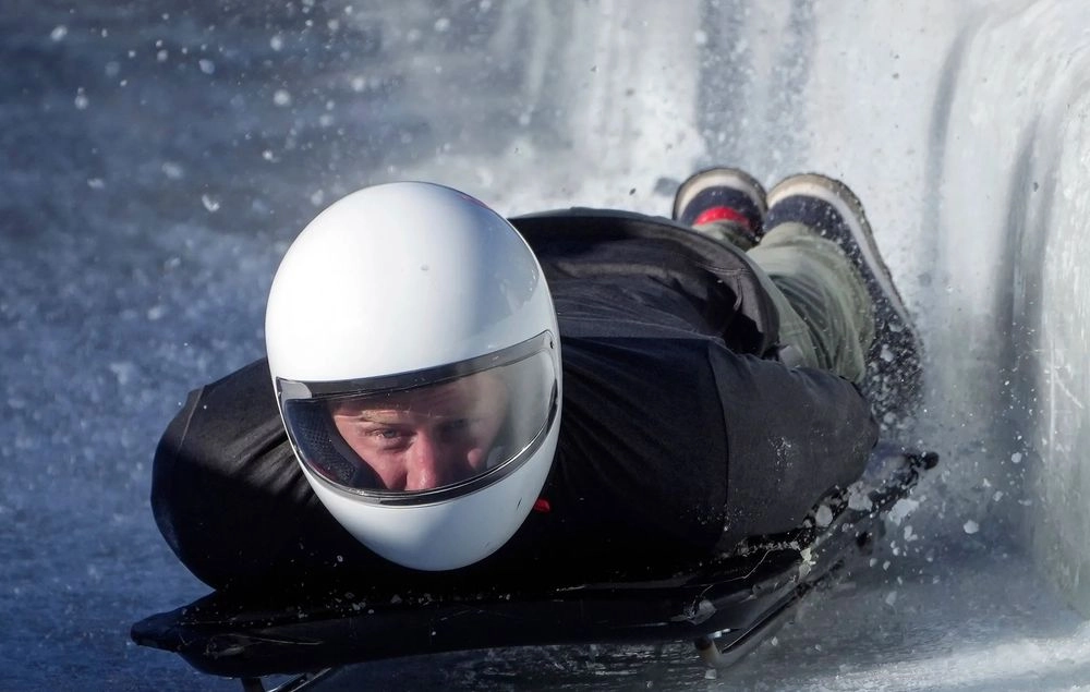 Prince Harry tried his hand at skeleton racing, reaching speeds of almost 100 km