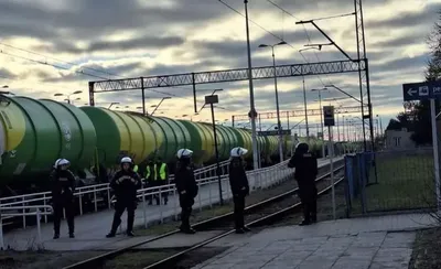 Farmers in Poland tried to block railroad tracks at Dorohusk station