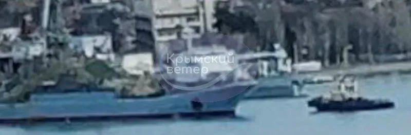 In Sevastopol, a large landing ship covered with a camouflage net was taken out of the dock