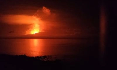 Galapagos volcano starts erupting on an uninhabited island