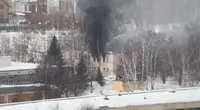 A higher tank school is on fire in Kazan in Russia