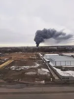 Explosions occurred near st. petersburg airport and an industrial building is on fire
