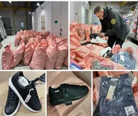 Customs officers found a hidden consignment of 855 kg of new clothes and shoes among second-hand goods