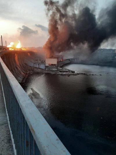 Fire localized at Dnipro HPP after Russian attack - Ukrhydroenergo