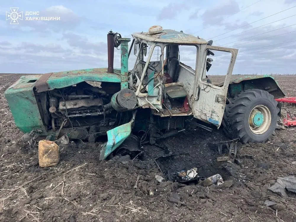 Tractor hits a mine in Kharkiv region
