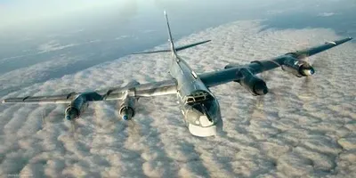 Tu-95MS strategic bomber takes off from Engels-2 airfield