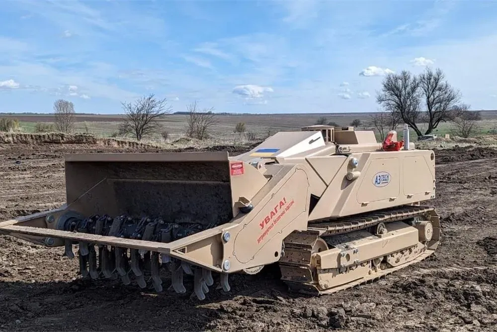 A demining machine assembled in Ukraine was tested at the training ground