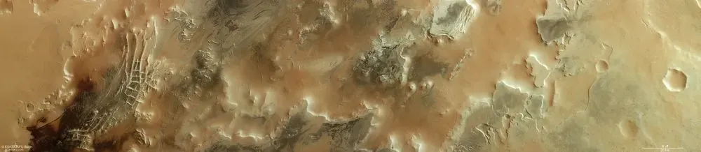 Космический аппарат обнаружил следы "пауков" на южном полюсе Марса