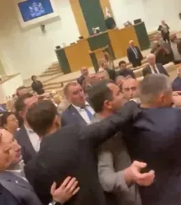 Clashes erupt in the Georgian parliament during consideration of the law on foreign agents