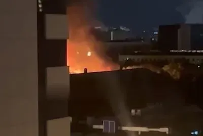 SHOT: an artificial stone factory is on fire in Moscow