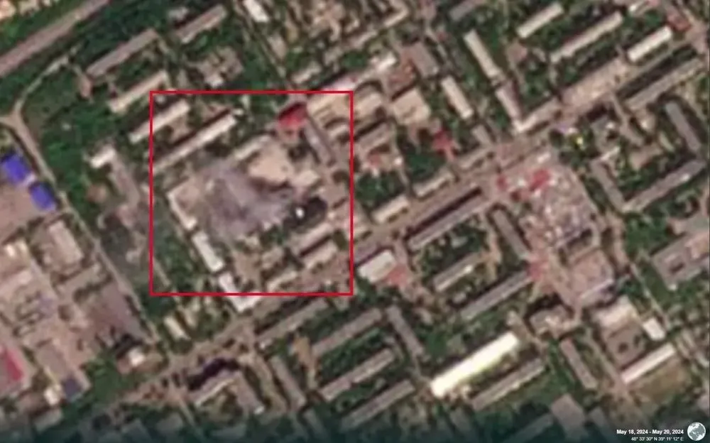 the-satellite-image-shows-fire-and-smoke-at-the-site-of-the-strike-in-occupied-luhansk