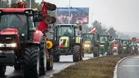 Farmers block a road near Warsaw to protest against the Green Deal, also demanding to cover drought damage