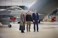 Zelensky inspects F-16 fighters at Mellsbrook airfield