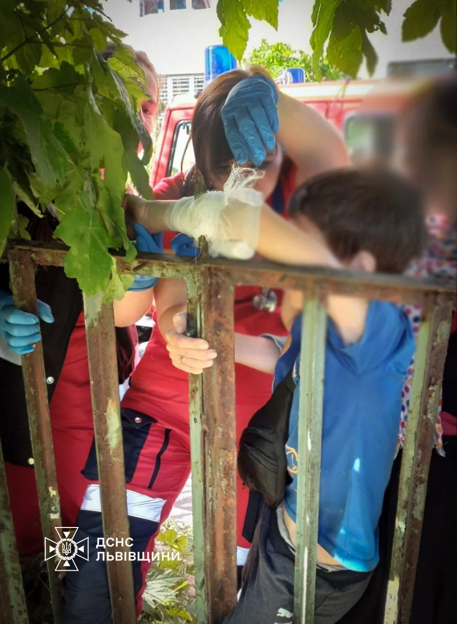 In Lviv region a boy broke through his hand with a fence while playing on a sports field