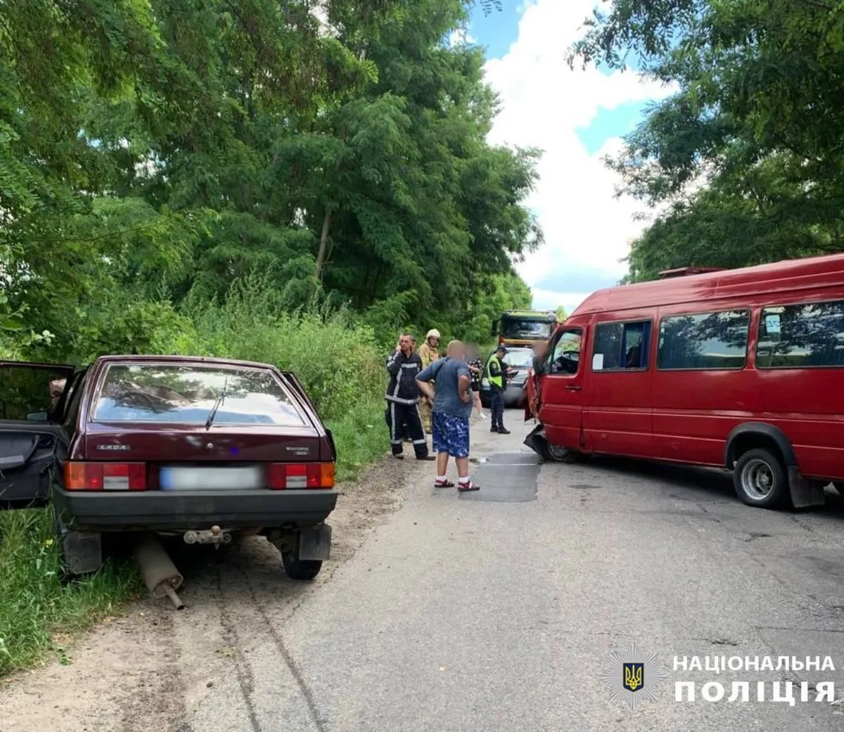 Near Kiev, a minibus with passengers collided with a passenger car: two people were hospitalized