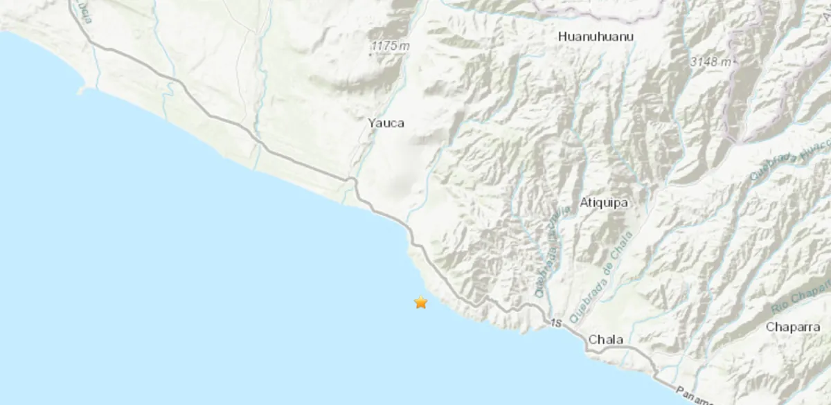 An earthquake with a magnitude of 7.2 occurred off the coast of Peru