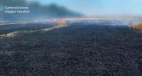 Wheat field burns in Odesa region due to russian missile strike