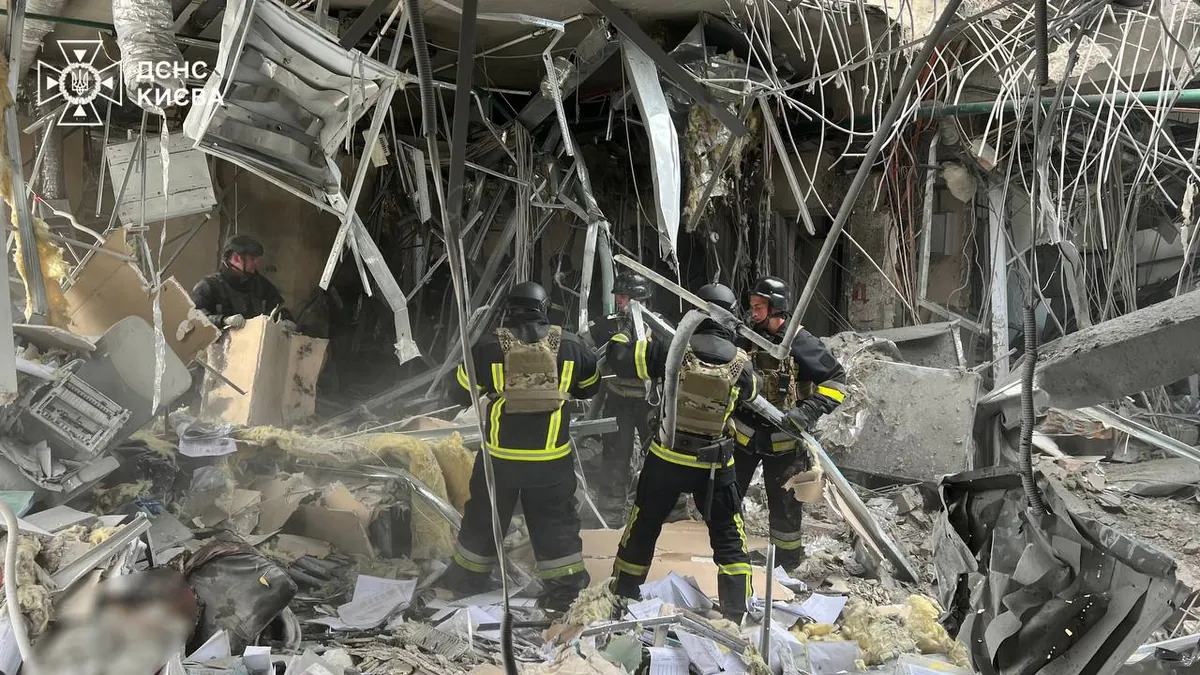 Aftermath of the Russian missile strike: the rubble of a hospital and destroyed residential buildings is being cleared in the capital