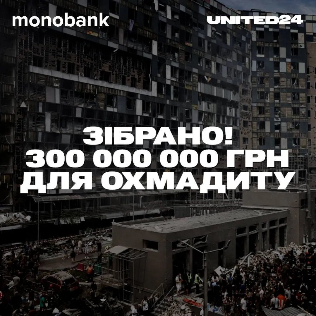 In less than two days: UAH 300 million raised to rebuild Okhmatdyt