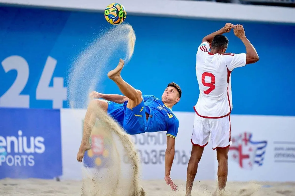Ukraine's beach soccer team wins its group in the Euroleague 2024 draw