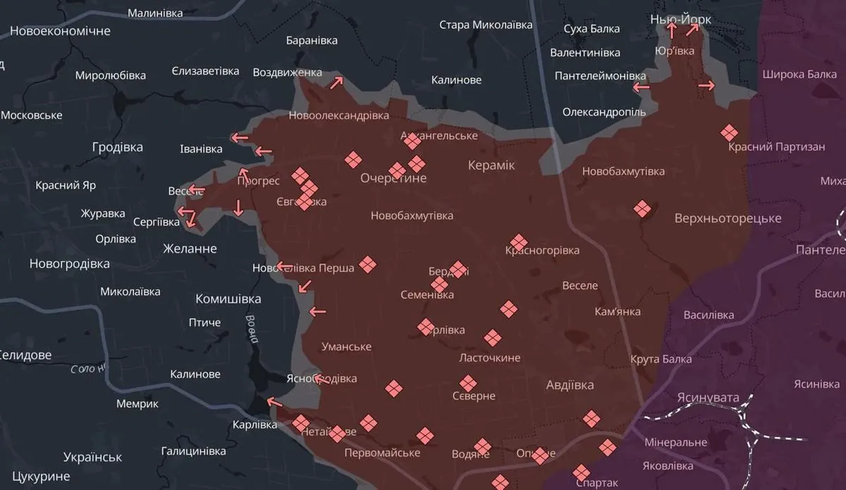 DeepState: occupants advanced near Vodyane, Umanske, Novoselivka Persha, Zhelanne, Vesele and in Krasnohorivka