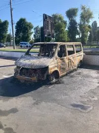 Medical evacuation vehicle burned in Kyiv