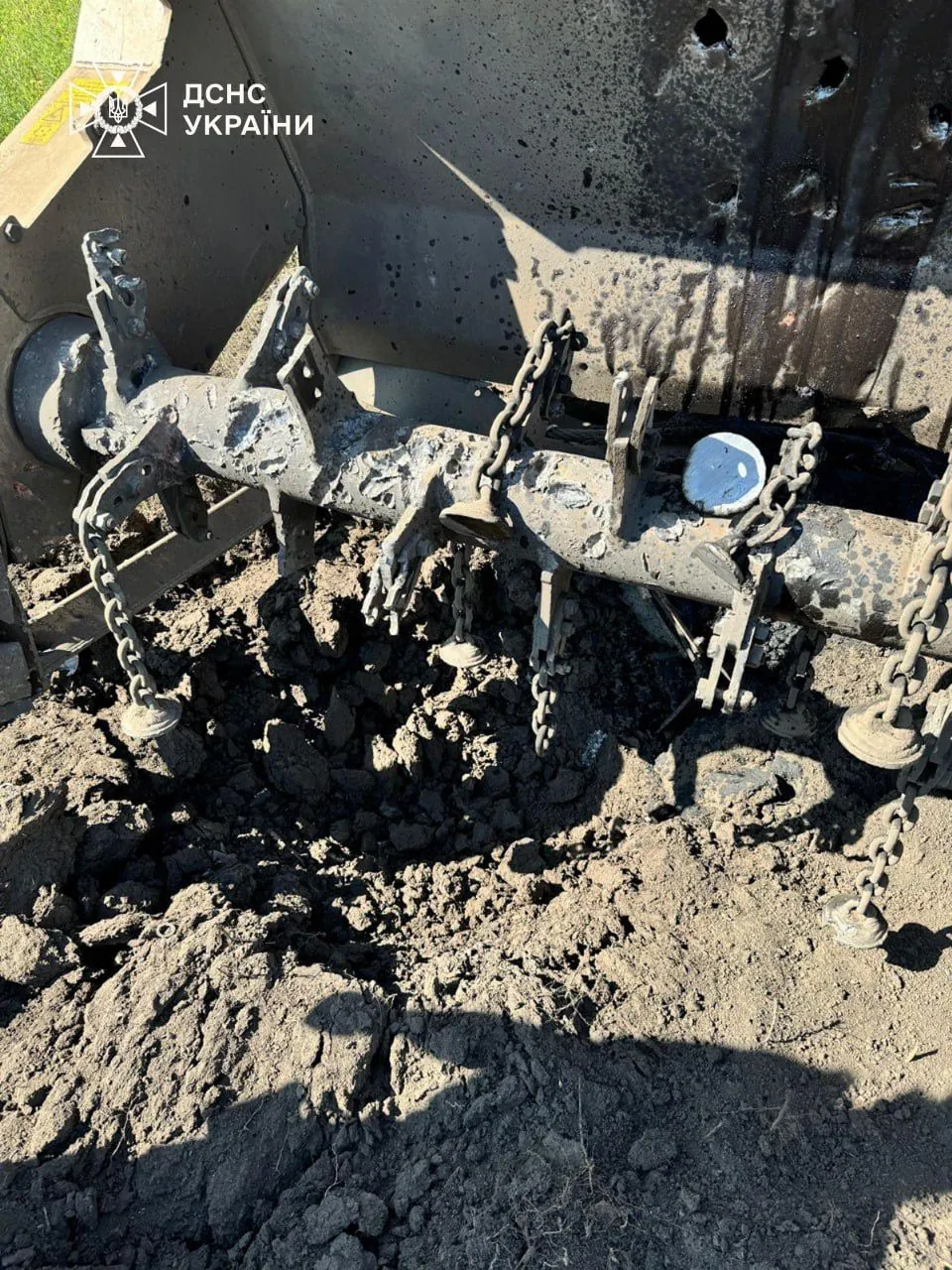Shell explosion damages demining vehicle in Donetsk region