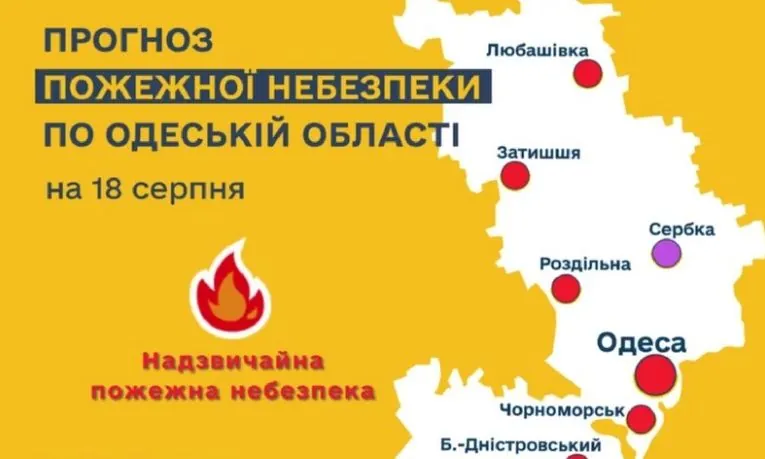 На Одещині прогнозують надзвичайний рівень пожежної небезпеки 18 серпня