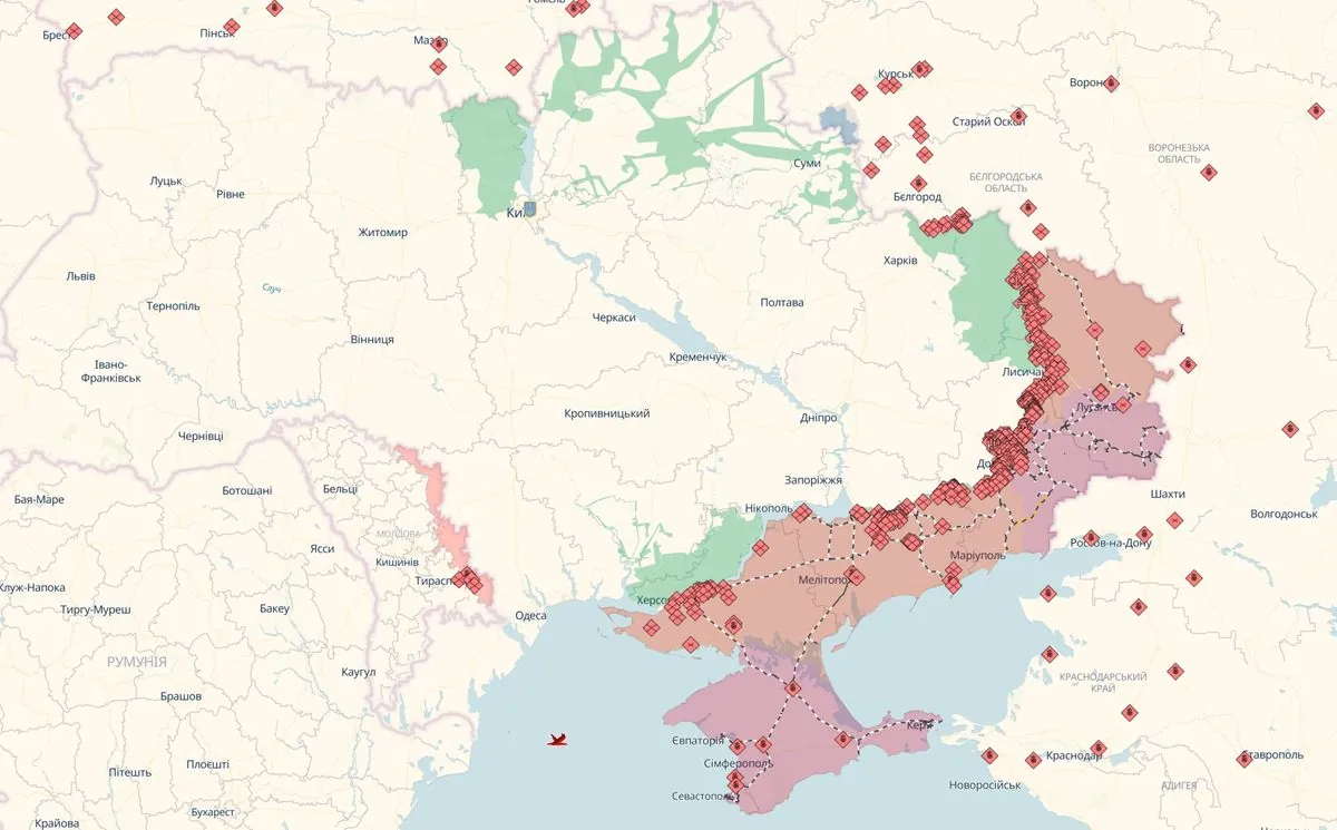 DeepState: ворог просунувся на кількох напрямках фронту