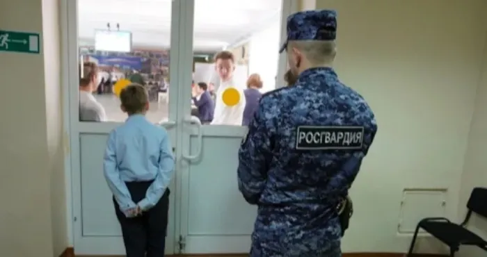 Children in the occupied south are shown a propaganda movie about militants from the russian guard