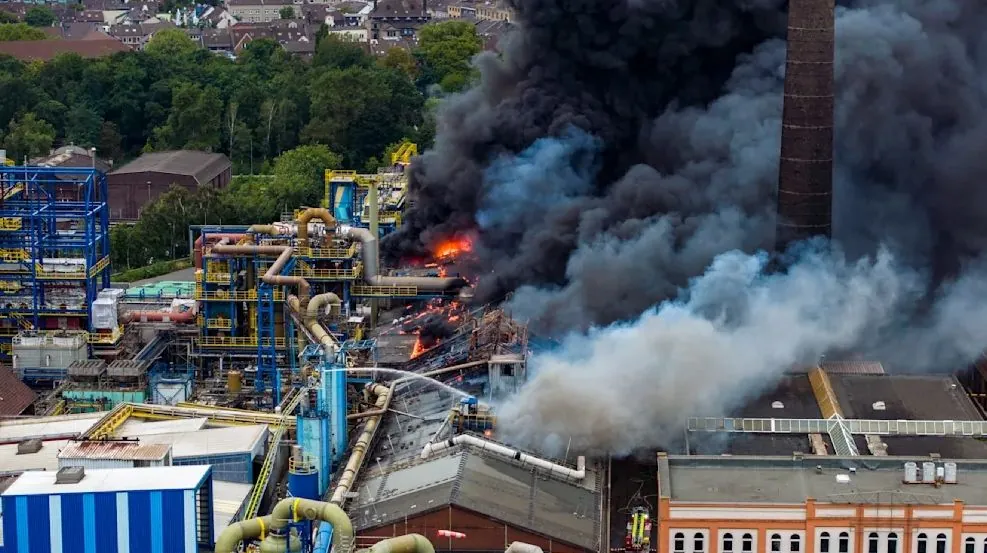 A large fire broke out at a chemical plant in Germany