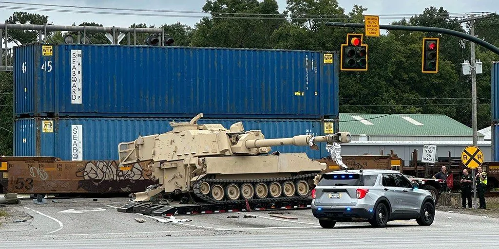 Freight train collides with military equipment in the United States