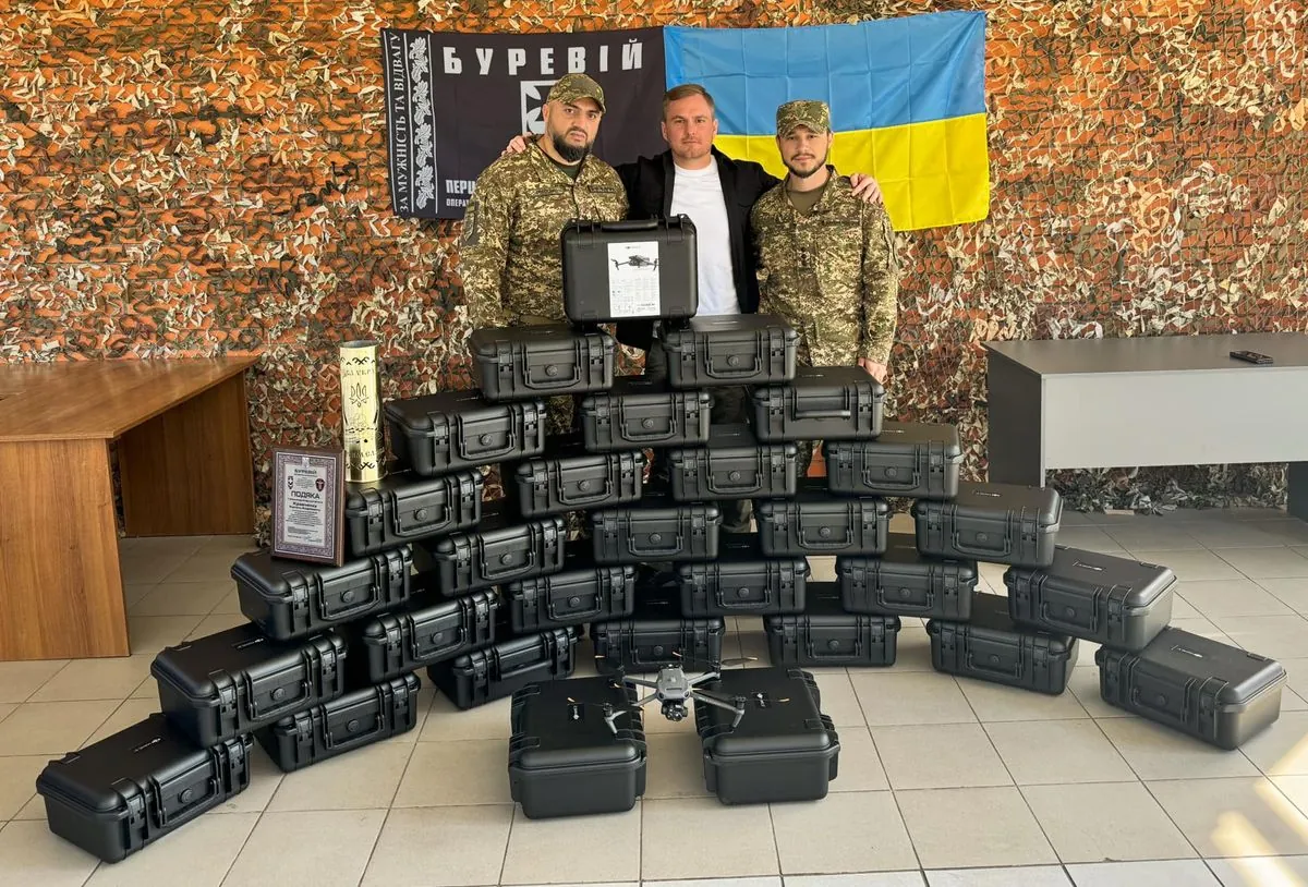 To make the number of war criminals less and less: Kyiv region hands over 30 DJI Mavic 3T drones to Bureviy brigade