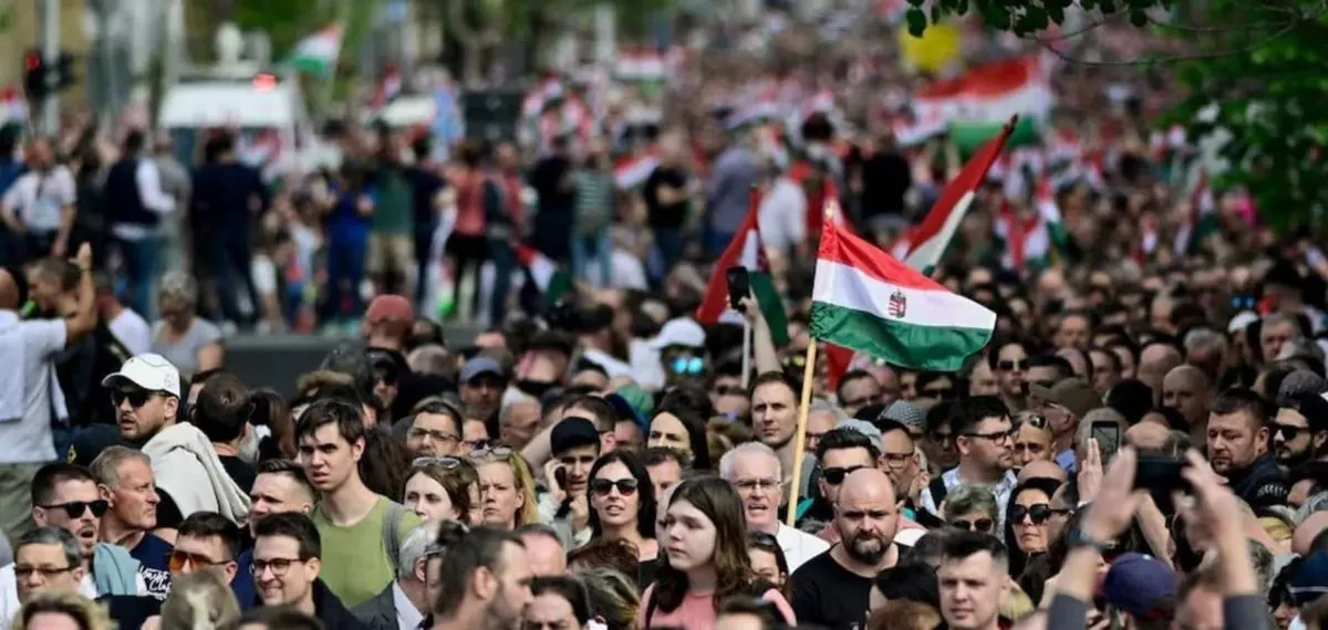 Several thousand people rallied in Hungary to demand an end to state media “propaganda”