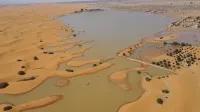 Some parts of the Sahara flooded with water