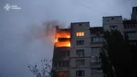 Fire in a Kyiv high-rise after a drone attack: SES shows the consequences of falling debris