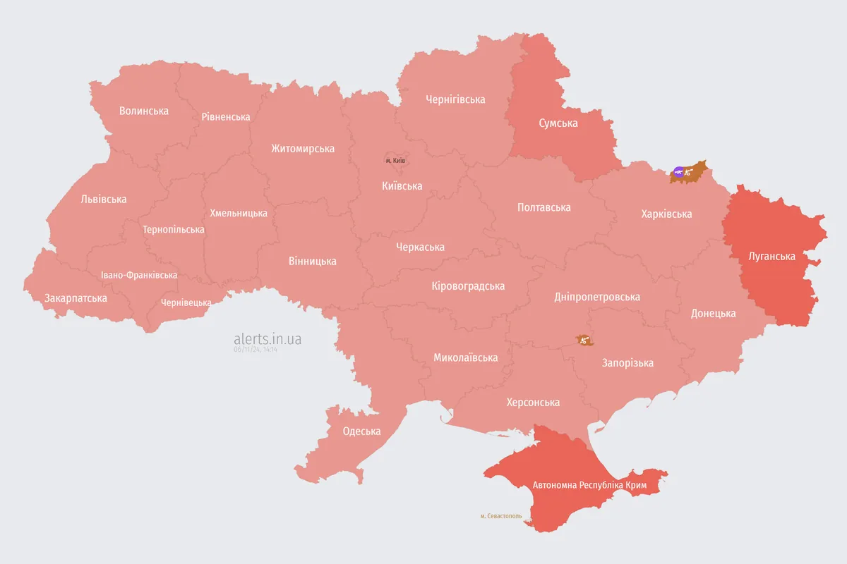 По всій Україні повітряна тривога через зліт російського МіГ-31К