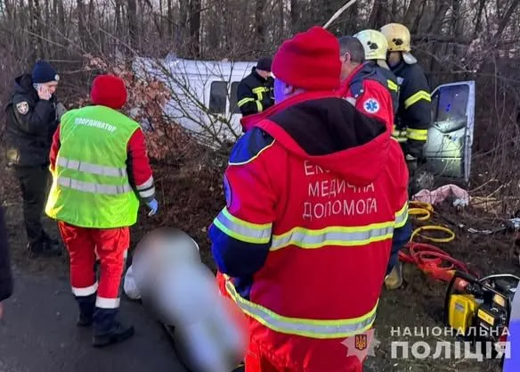 На Волыни микроавтобус Mercedes слетел в кювет: водитель погиб, 5 человек пострадали