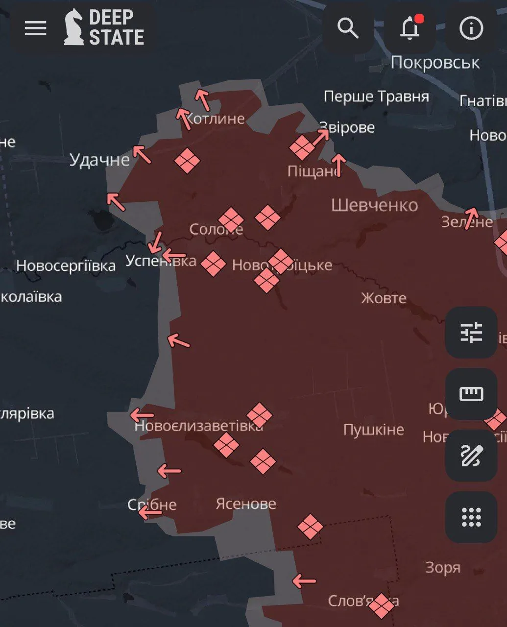 Siły obronne Ukrainy przywróciły pozycje w pobliżu Nadiivka - Deepstate