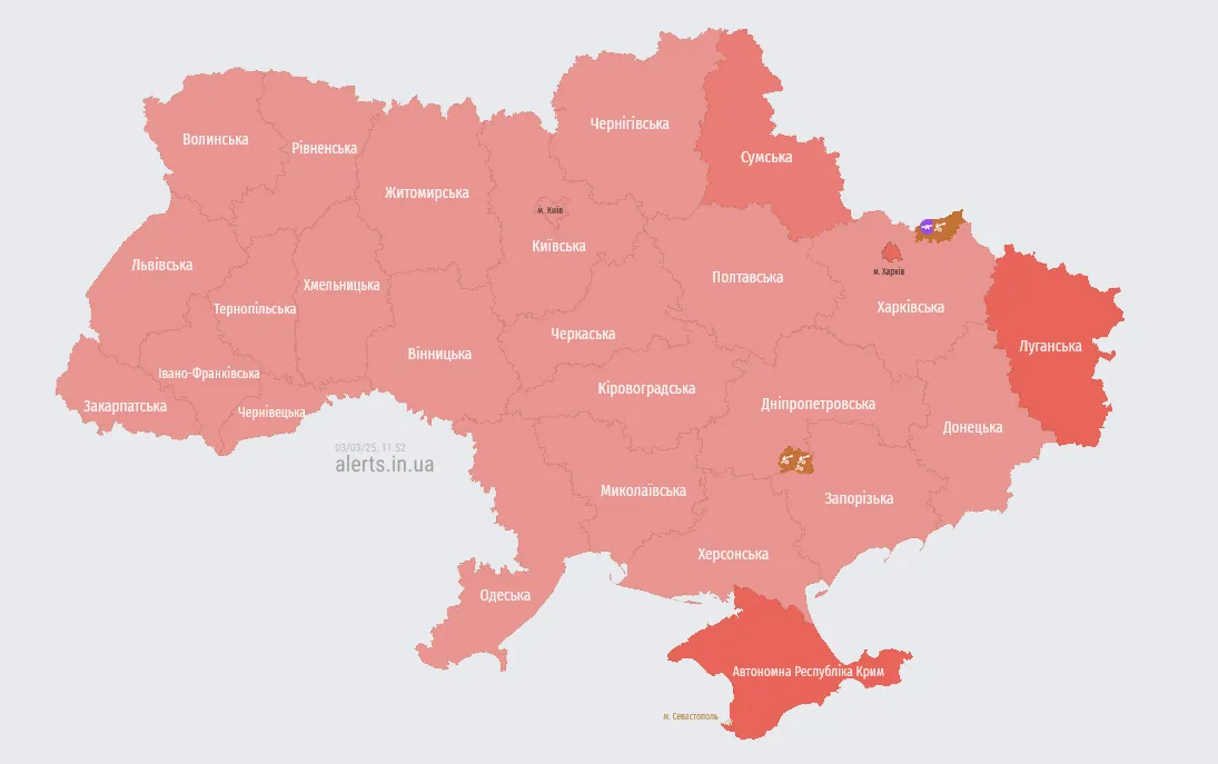 По всій Україні повітряна тривога через зліт російського МіГ-31К