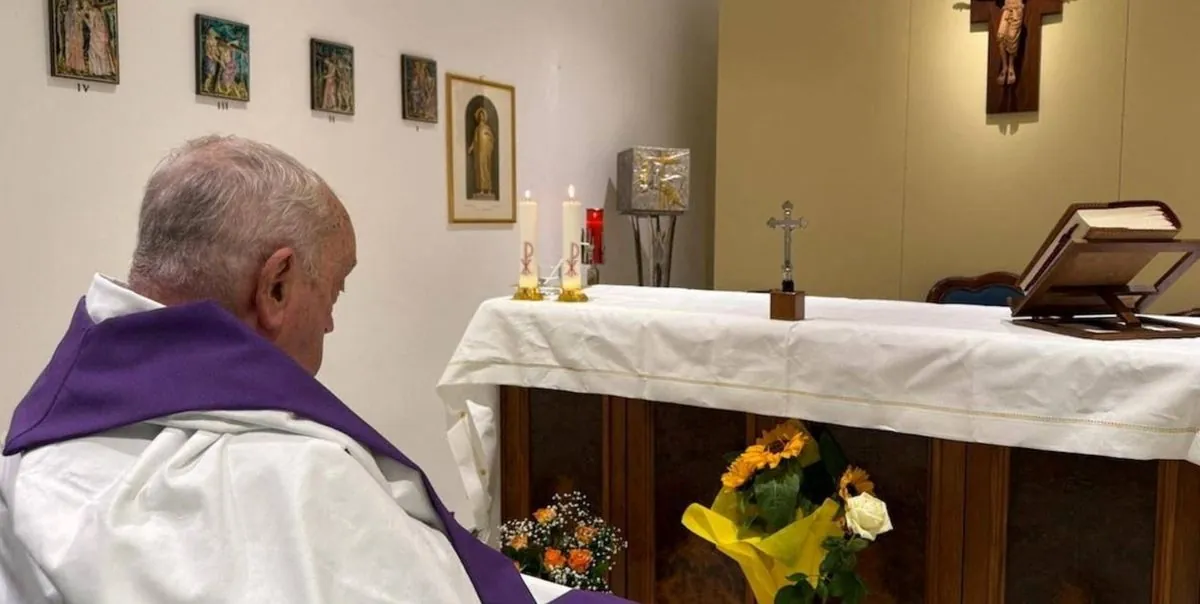 First photo of Pope Francis after hospitalization: Pontiff celebrates Mass