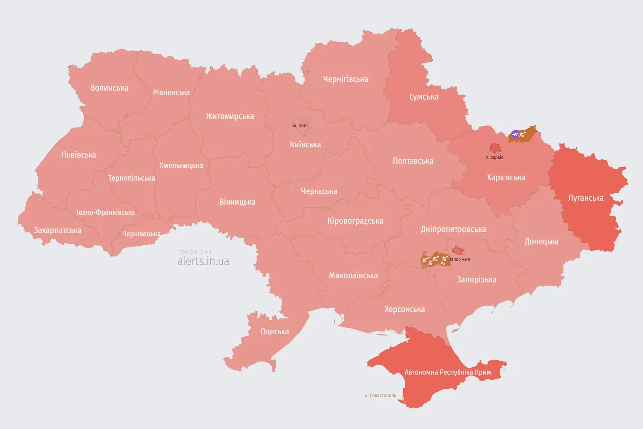 По всій Україні повітряна тривога через зліт ворожого МіГ-31К По всій Україні повітряна тривога через зліт ворожого МіГ-31К