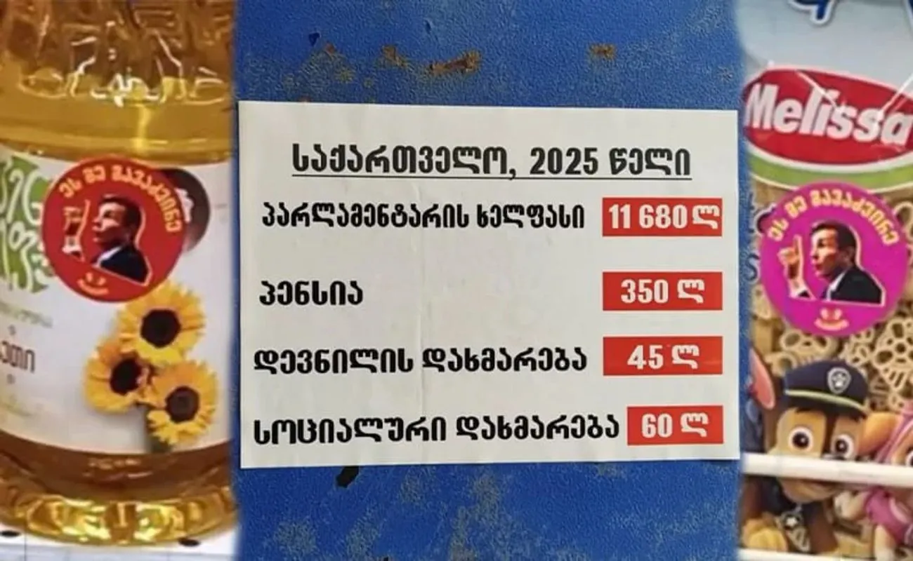 "I made it more expensive" protest stickers with Ivanishvili's